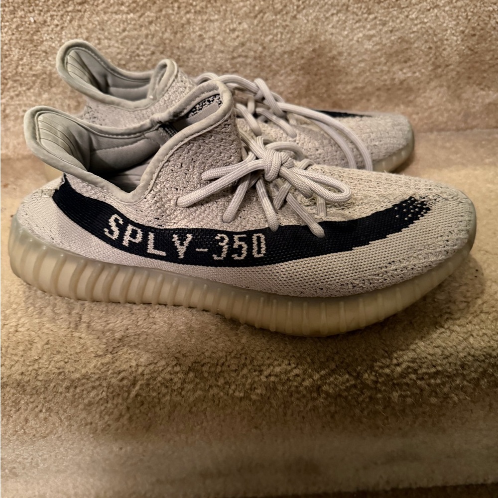 Yeezy Boost 350 V2 Light Gray and Black Athletic Shoes
